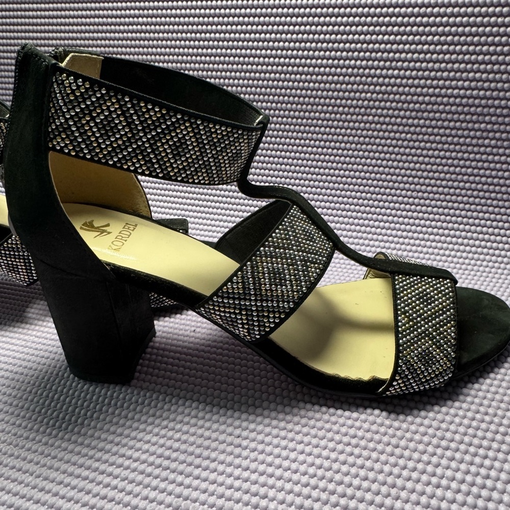 Elegant Black and Silver Strappy Heels